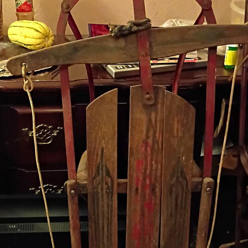 Vintage wooden toboggan sled - vintage,